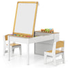 2-in-1 Kids Art Table and Easel Set w/ Liftable Tabletop-Natural