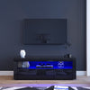 Modern 120CM TV Unit Cabinet Stand Set Black High Gloss with LED Lights Drawers