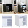 Rolling Portable Office Storage Unit Printer Side Table Wooden Shelves PC Rack