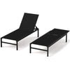 Heavy-Duty Patio Recliner W/ 6-Level Backrest & Breathable Fabric-Black