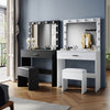 Dressing Table Makeup Desk with LED Light Mirror Drawer Stool Bedroom Vanity Set