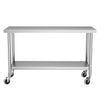 Commercial Stainless Steel Catering Table Work Bench Worktop Backsplash / Wheel