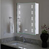 Aluminum Bathroom Mirror Cabinet LED Illuminated Storage with Clock Socket Light