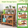 Garden Potting Bench Table with Storage & Teak Oil Finish-Natural