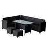 8 Seater Rattan Furniture Set Corner Sofa Table Bench Stool w/ Cover Garden