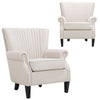 Upholstered Wingback Queen Anne Chair Deep Cushioned Armchair with Nailhead Trim