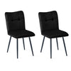 Set of 2 Pcs Velvet Dining Chairs with Black Metal Legs Upholstered Accent
