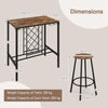 5Pcs Bar Height Kitchen Dining Set Bar Table Stool Set w/Wine Racks Glass Holder