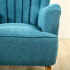 Modern Linen Fabric Armchair with Footstool Stool Single Sofa Oyster Back Chair