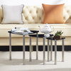 Nest of 3 Black Clear Tempered Glass Side End Lamp Sofa Tables Nested Tables