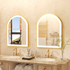 Large Gold LED Bathroom Mirror Salon Arch Wall Vanity Mirror Flicking-Free Defog