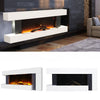 FIREPLACE WHITE MANTEL WALL MOUNTED ELECTRIC FIRE GLASS LED FLAME HEATER 51 52''