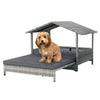 Rattan Dog House Extendable Outdoor Wicker Water-Resistant Roof Dog Pets Bed