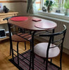 Small Table and 2 Chairs Rustic Metal Compact Breakfast Dining Furniture Bar Set