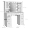 Modern Dressing Table Set with LED Mirror and 7 Drawers Wood Makeup Desk White