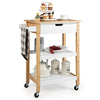 Rolling Kitchen Storage Trolley Cart Cupboard Island Shelves W/ Drawer &Handle