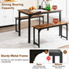 3 PCS Dining Table Set Dining Table & 2 Benches Kitchen Space-Saving Furniture