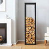 Black Metal Wood Log Storage Rack Stand Fireplace Firewood Holder Indoor Heater