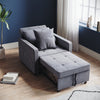 Folding Sofa Bed Fabric Grey Sleeper Pull Out Convertible Arm Chair Adjustable