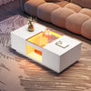 LED Coffee Table With Storage 2 Drawers Living Room Furniture High Gloss White