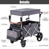 2 Passenger Push Pull Stroller Wagon Twin Stroller Wagon w/Removable Canopy