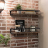 2 Rustic Wall Floating Shelves Bathroom Kitchen Storage Rack w/ Towel Rod