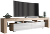 200cm I Modern TV Unit I Cabinet with Storage I Oak I High Gloss White Doors