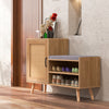Rattan Shoe Cabinet 2-in-1 Shoe Storage Bench Freestanding Shoe Rack Cabinet