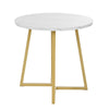 Dining Table and Chairs Set of 4 Marble Look Round Kitchen Table with Metal Legs