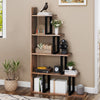 L-Shaped 5-Tier Corner Bookshelf, Retro Brown Ladder Shelf, 120cm Tal
