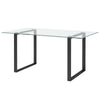 Extra Large Rectangular Dining Table with Glass Top & Metal Legs for Dining Room