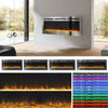 Black Glossy Tempered Glass Panel Electric Fireplace Inset/Wall Mounted/12 Flame
