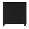 Modern Sideboard Storage Cabinet Cupboard with Glass Door and Open Space Black