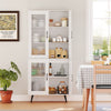 Kitchen White 178 cm Tall Cupboard Pantry Cabinet w/4 Transparent Doors