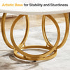 Round Dining Table for 4, 47-Inch White Kitchen Table with Golden Metal Base