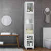 Tall Bathroom Storage Cabinet Freestanding Tower Cabinet w/ 2 Open Shelves