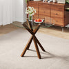 Round Tempered Glass Dining Table 100cm Kitchen Table Modern Furniture Cross Leg