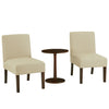 Dining Chairs & Table Set Linen Blend Bistro Seating Coffee Side Table | 3 Pcs