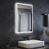 Bathroom LED Mirror with Shaver Socket Bluetooth Speaker Demister Touch 500x700