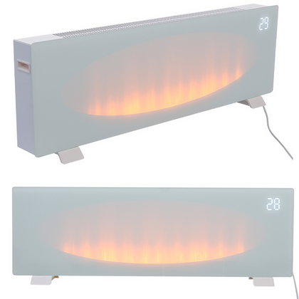 43INCH Freestand/Wall Mounted Electric LED Fireplace Glass Panel 7 Colour Fire