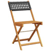 Brokky Folding Garden Chairs 8 pcs Black Poly Rattan and Solid Wood,Folding I9R1