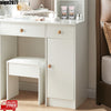 White Dressing Table with Large Mirror 3 Drawers Stool Makeup Desk Vanity Set