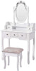 Dressing Table 5 Drawer Makeup Desk Dresser w/Mirror and Stool Bedroom White