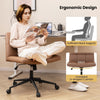 Criss Cross Chair PU Leather Upholstered Legged Office Chair w/ Wheels (Brown)