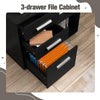 3-Drawer File Cabinet Mobile Lateral Filing Cabinet Printer Stand w/5 Wheels