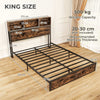 King Size Heavy Duty Metal Platform Bed with Storage Headboard