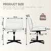 Cross Legged Desk Chair Computer PU Leather Vanity Chairs Armless Home Office
