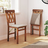 Folding Kitchen Chairs Set of 2 Dining Chairs w/Padded Seat Brown
