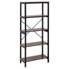 5 Tier Industrial Bookcase Shelves Wood & Metal Ladder Metal Pipe Bookshelf Unit