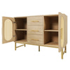 SIDEBOARD CABINET WOODEN RATTAN 2 DOORS 3 DRAWERS CUPBOARD STORAGE FURNITURE